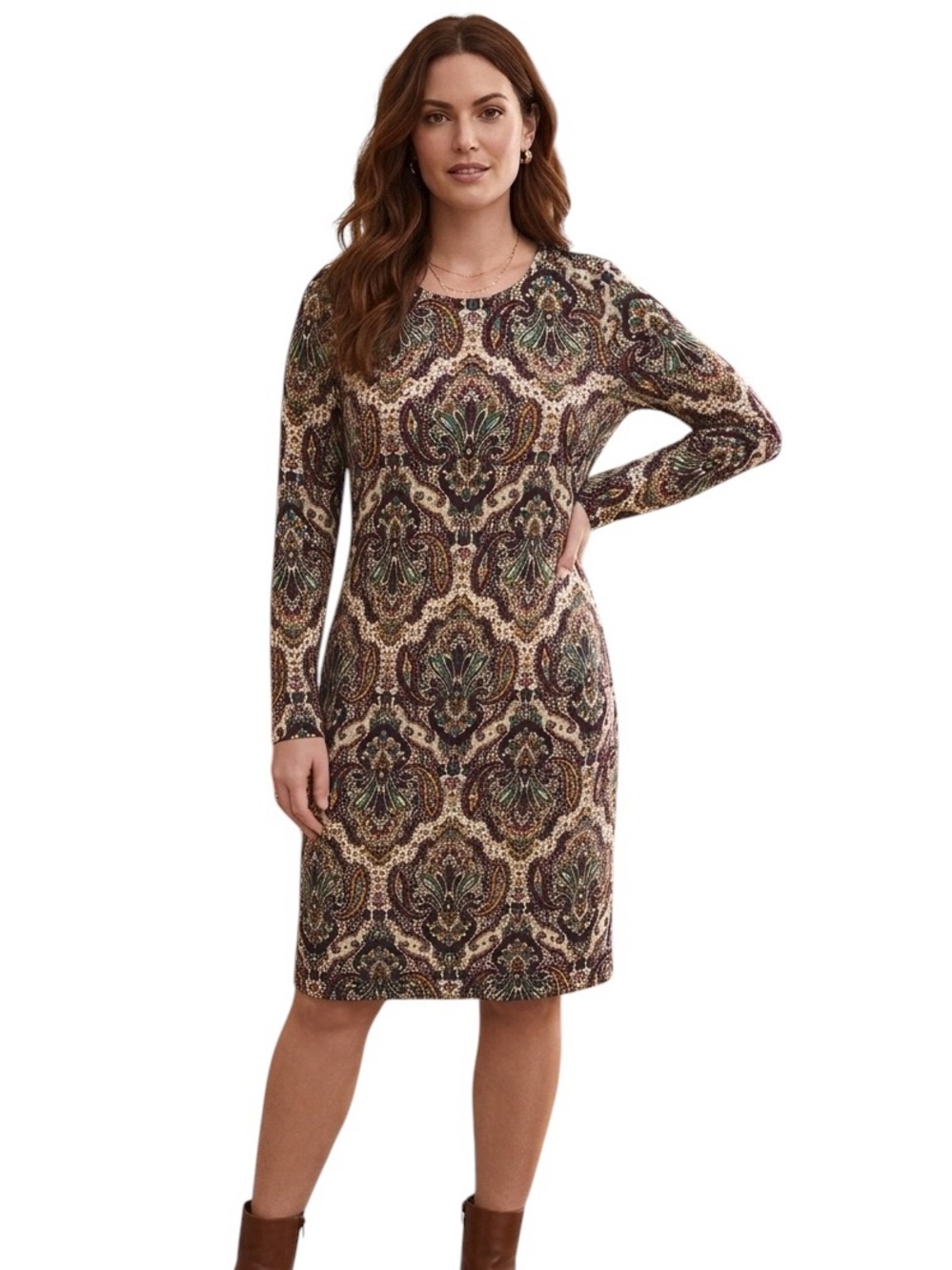 Premise Paisley Print Jersey Knit Sheath Dress